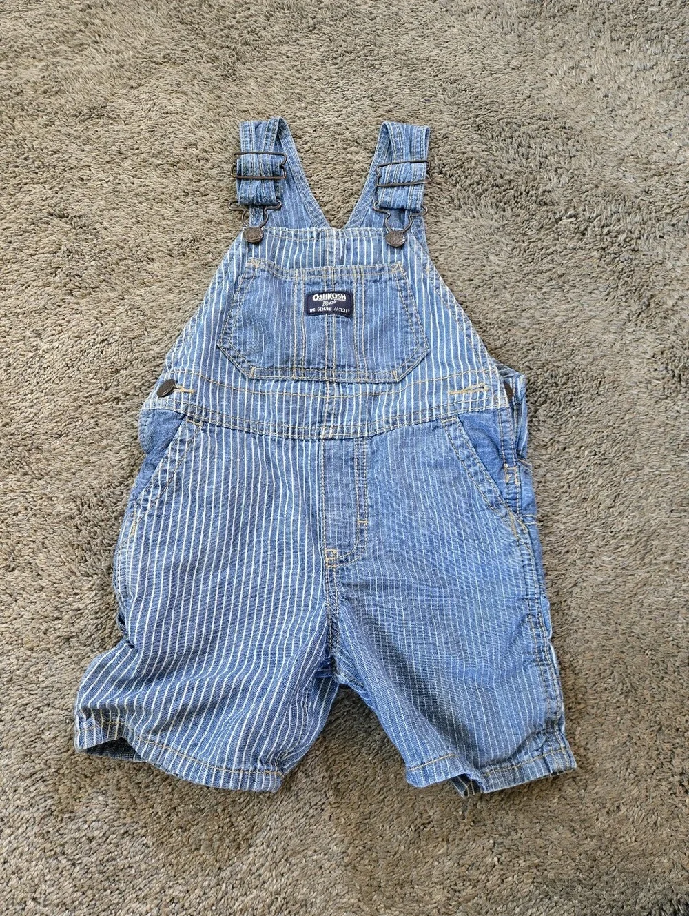 Oshkosh striped bib overalls 2t